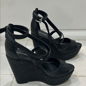 Michael Kors Black Strappy Wedges size 8m